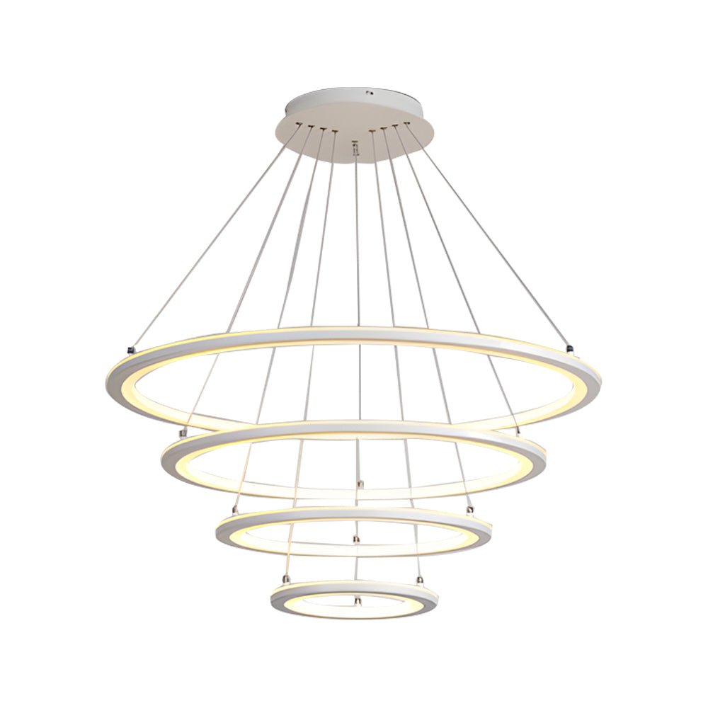 Modern 4-Ring LED Chandelier with Remote Control