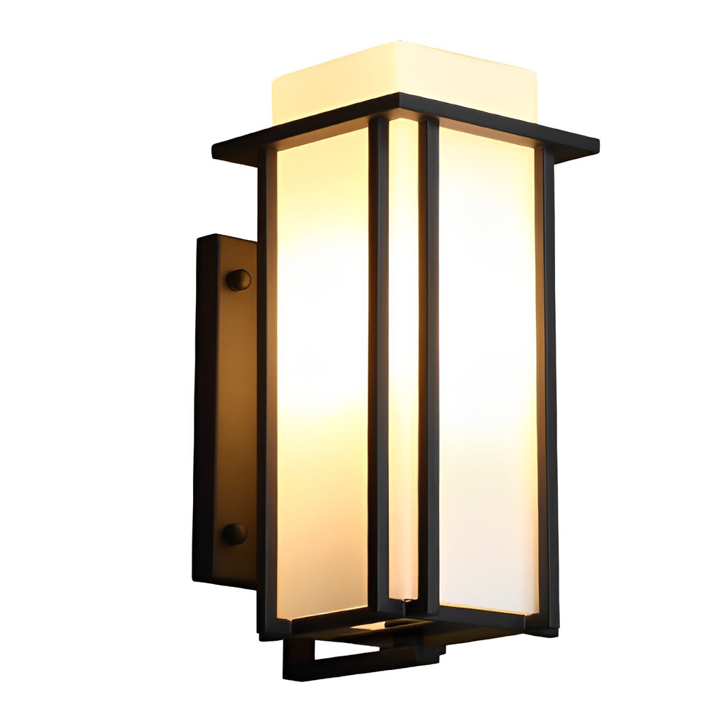 Square Waterproof LED Outdoor Wall Lamp Black Iron Glass Sconce