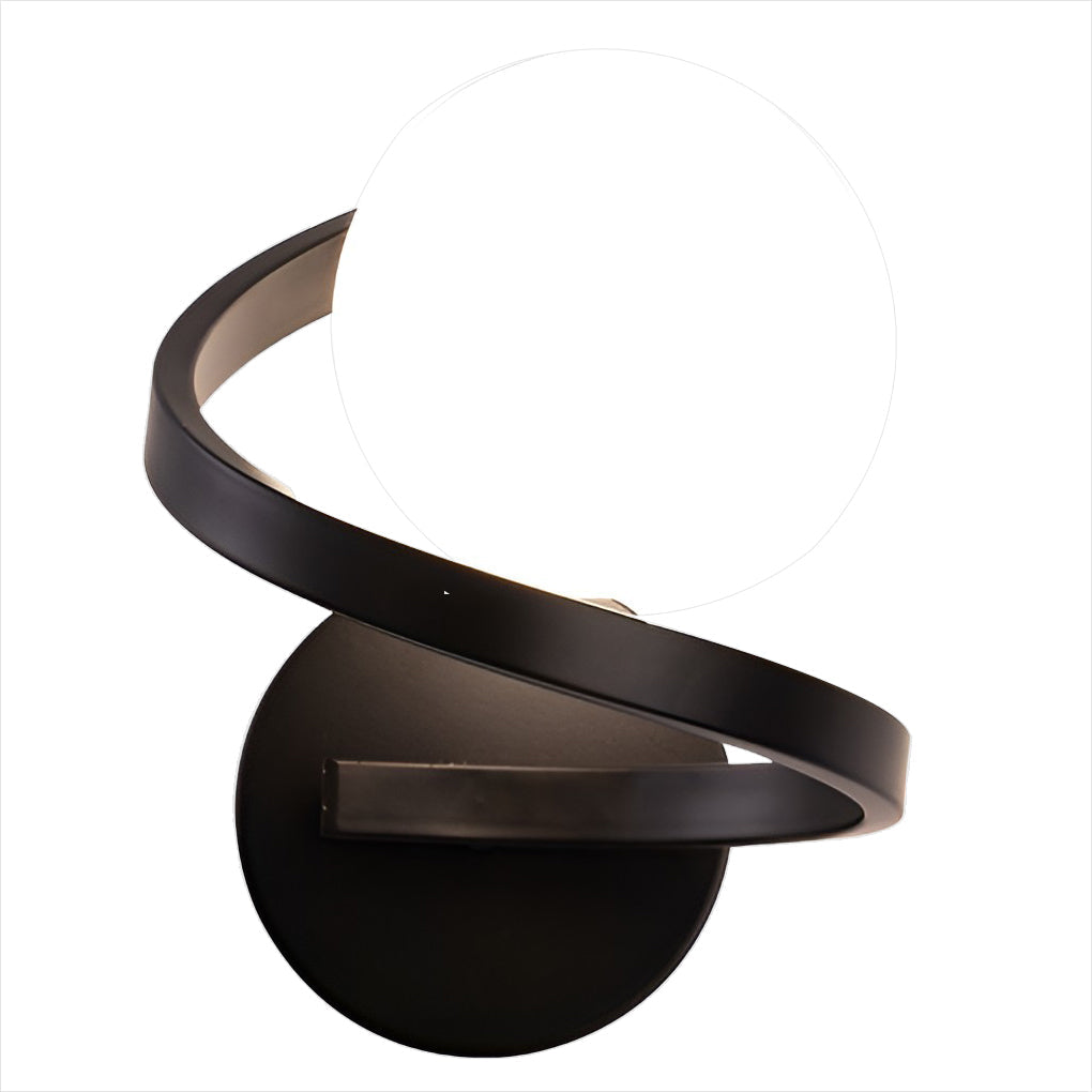 Curved Metal LED Wall Sconce with Glass Shade - Modern Lighting