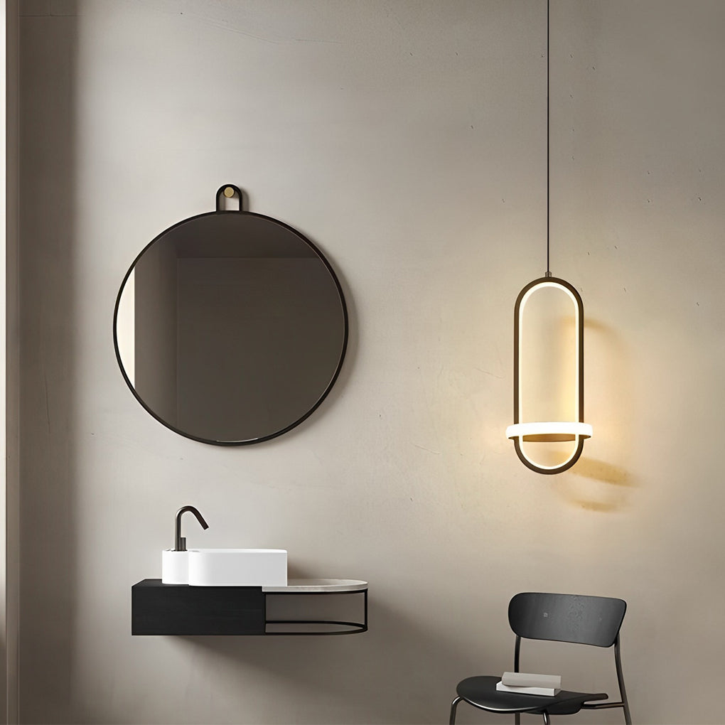 Modern Rounded Rectangle LED Pendant Light Aluminum Silicone Shade