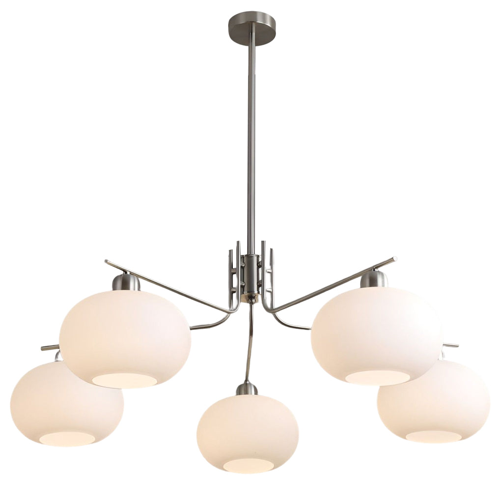 5-Light Glass Chandelier with 3-Step Dimming LED Nordic Hanging Lamp