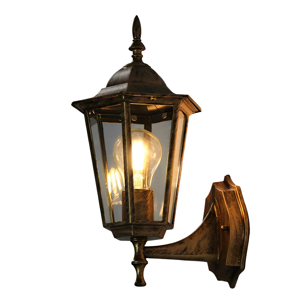 Hexagonal Outdoor Wall Light - Die-Cast Aluminum & Glass