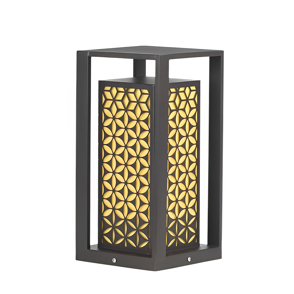 Floral Pattern LED Lawn Lamp Modern Pathway Light Black