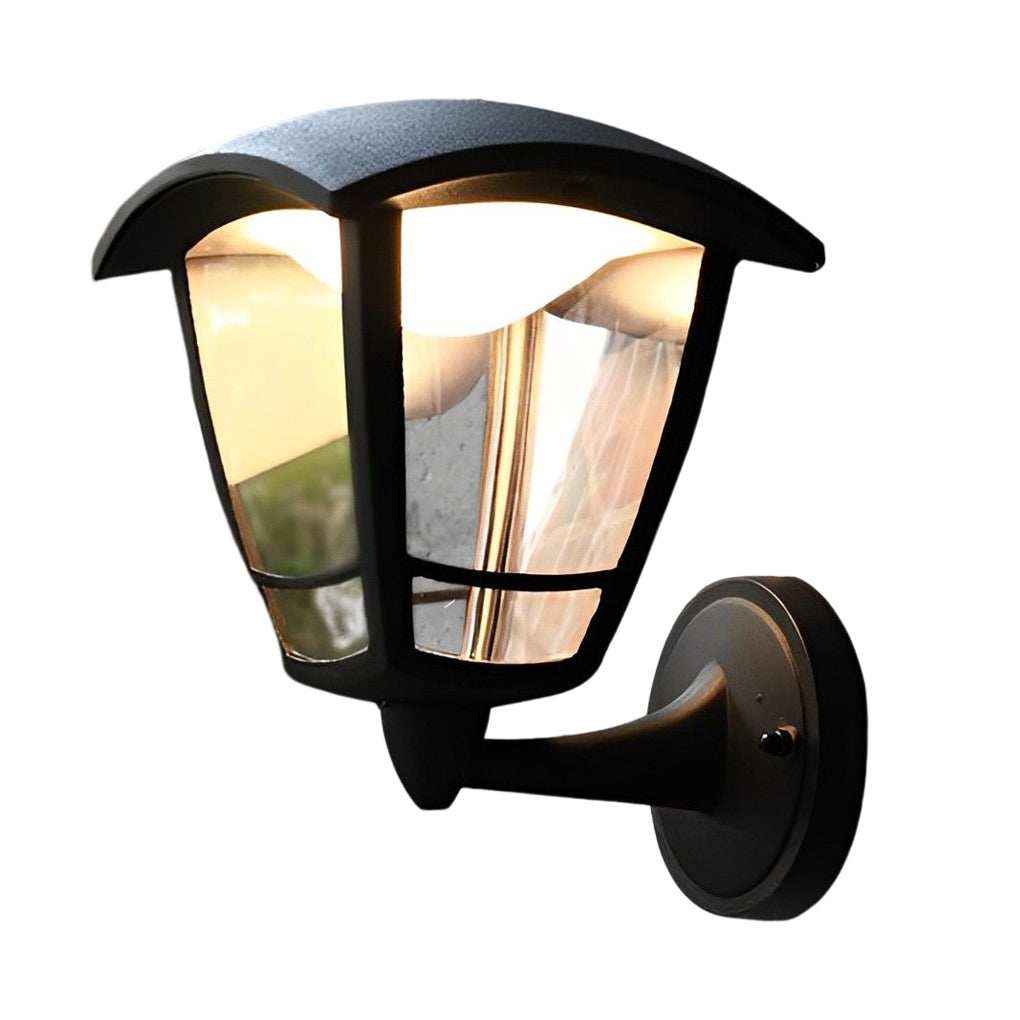 Industrial Black Aluminum Outdoor Wall Sconce with Acrylic Shade