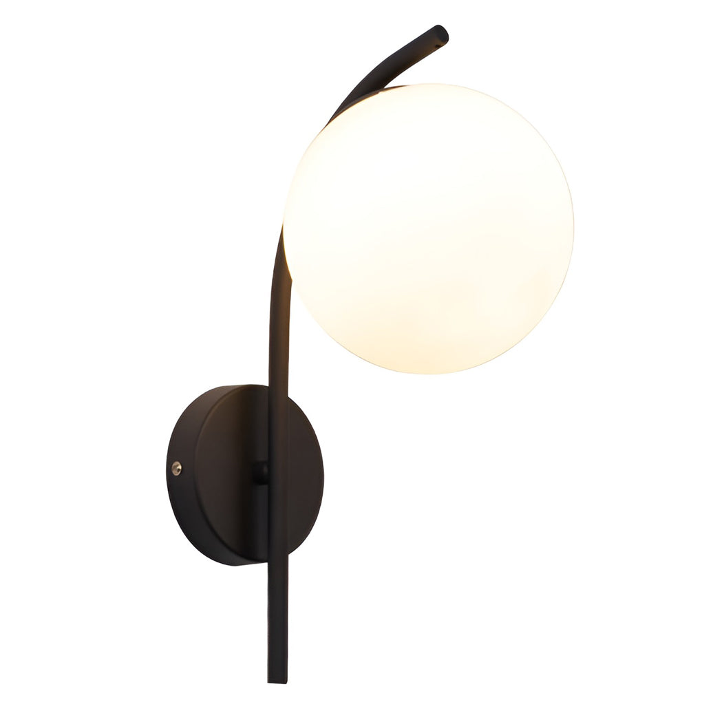 Glass Ball Wall Sconce with Metal Frame - Modern Plug-In Light