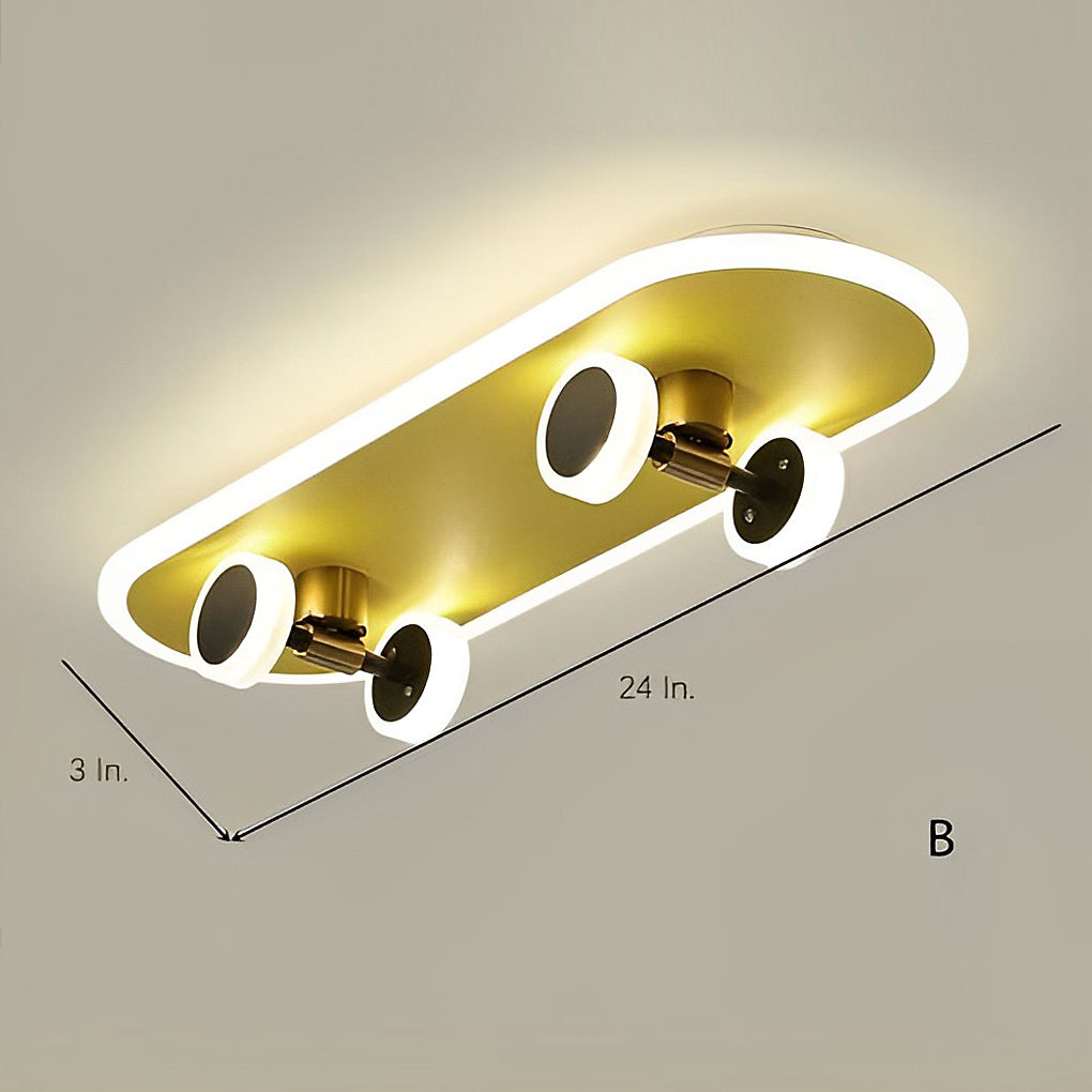 Skateboard-Shaped Dimmable LED Flush Mount Ceiling Light