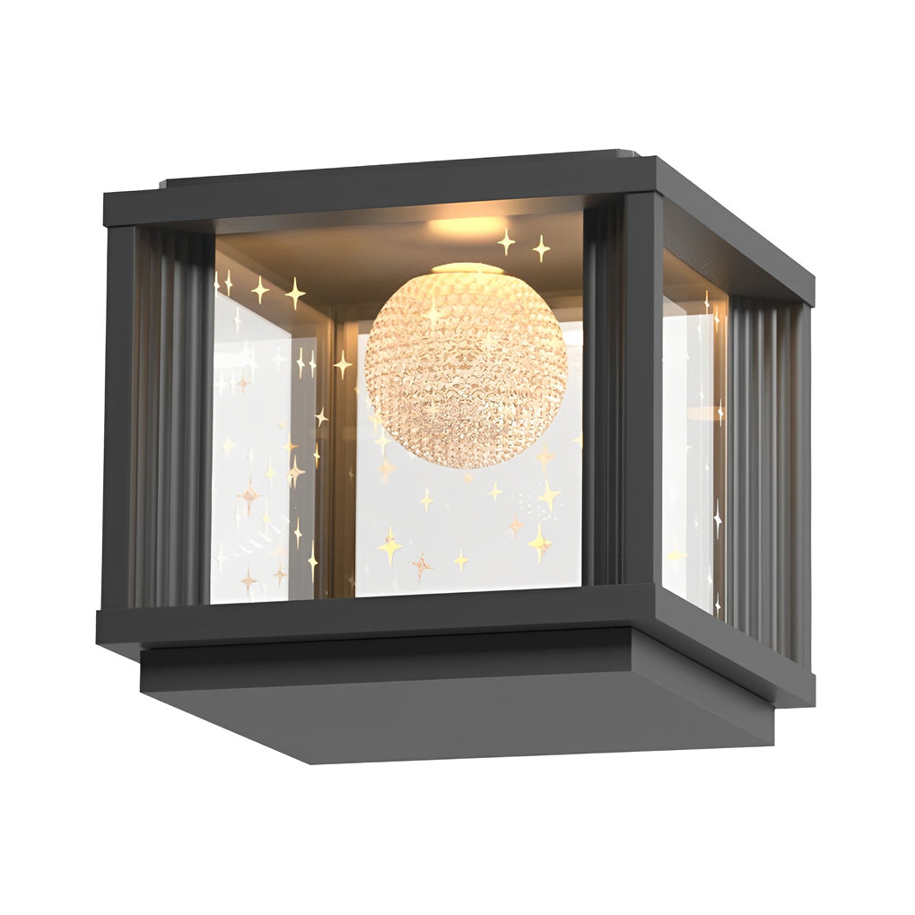 Crystal Glass Ball Solar LED Fence Post Lamp - Waterproof Outdoor