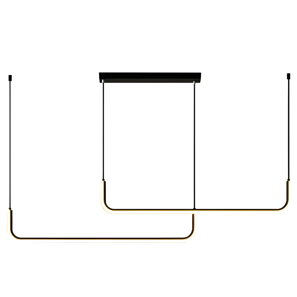 Modern Linear LED Pendant Light with 3-Step Dimming – Black Aluminum