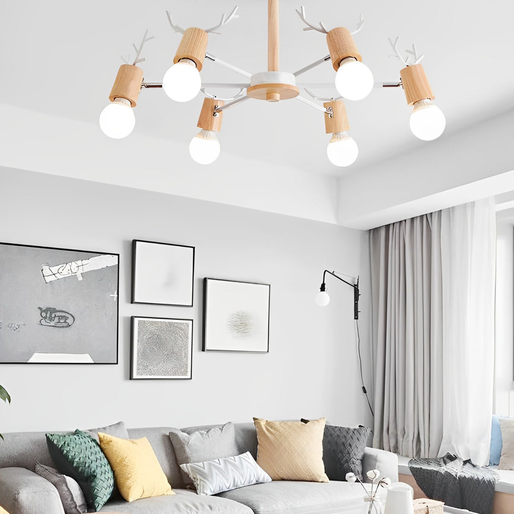 6-Light Nordic Antler Chandelier | Modern Metal Sputnik Design