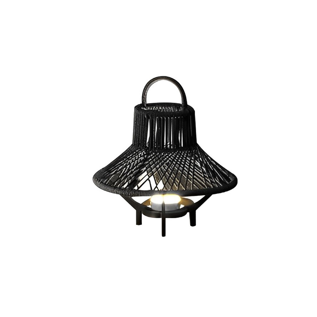 Rustic Tribal Outdoor Floor Lamp - Stainless Steel Black Finish