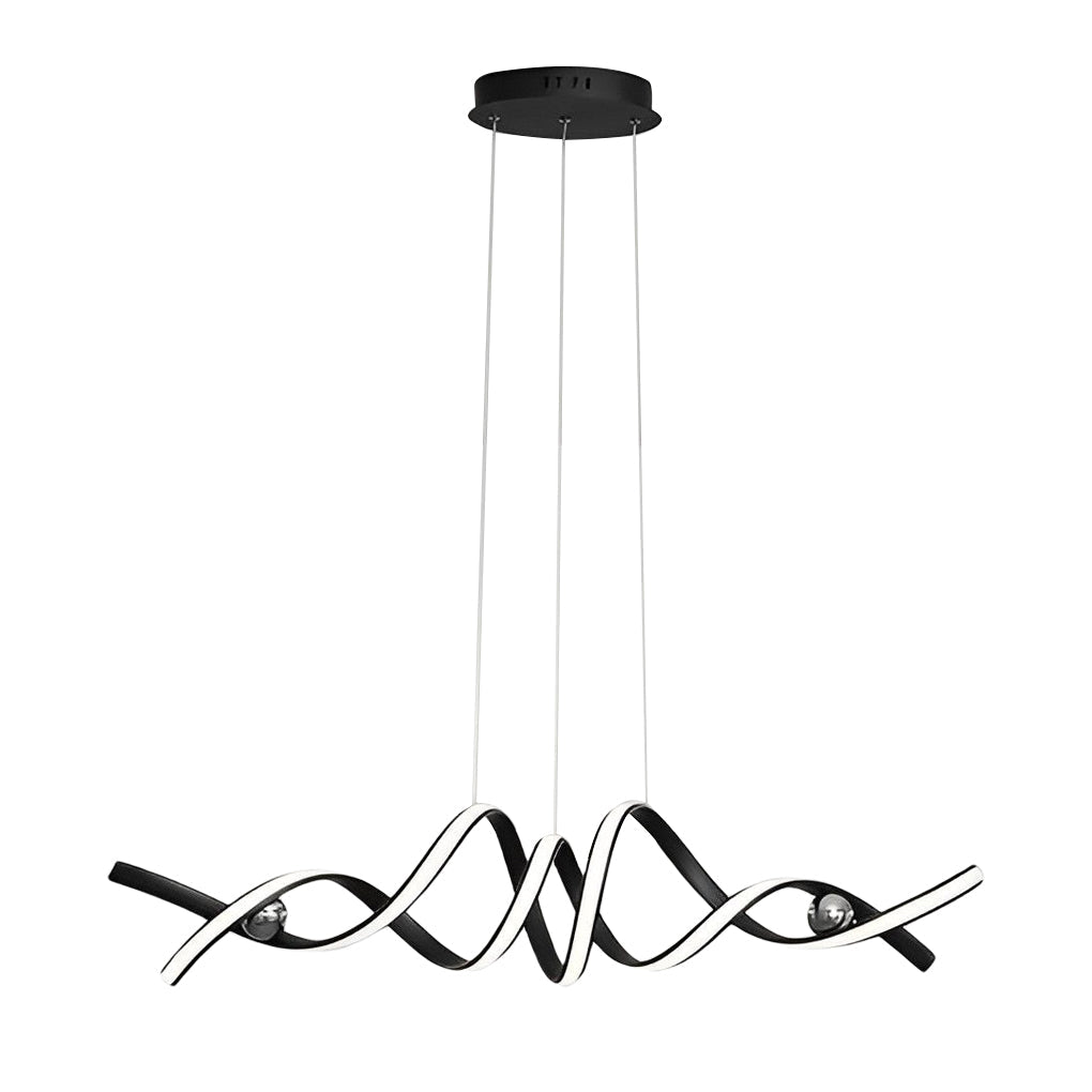 Modern Wave Twisted LED Pendant Light Stepless Dimming Aluminum