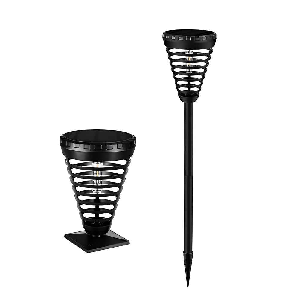 Multi-Ring Cone Solar LED Pathway Light - Modern Garden Lighting
