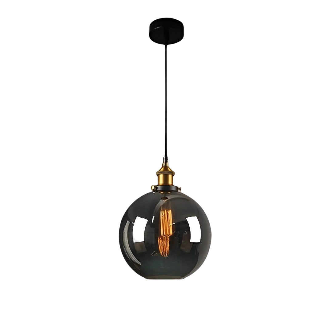 Smoke Gray Glass Industrial Pendant Light – Modern Minimalist