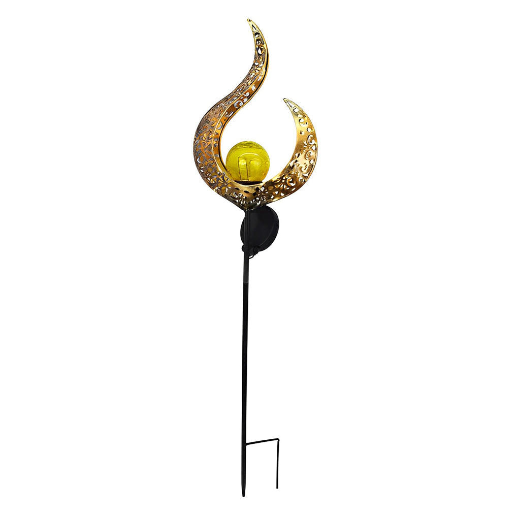 Solar Garden Stake Light with Hollow Iron Frame & Glass Globe