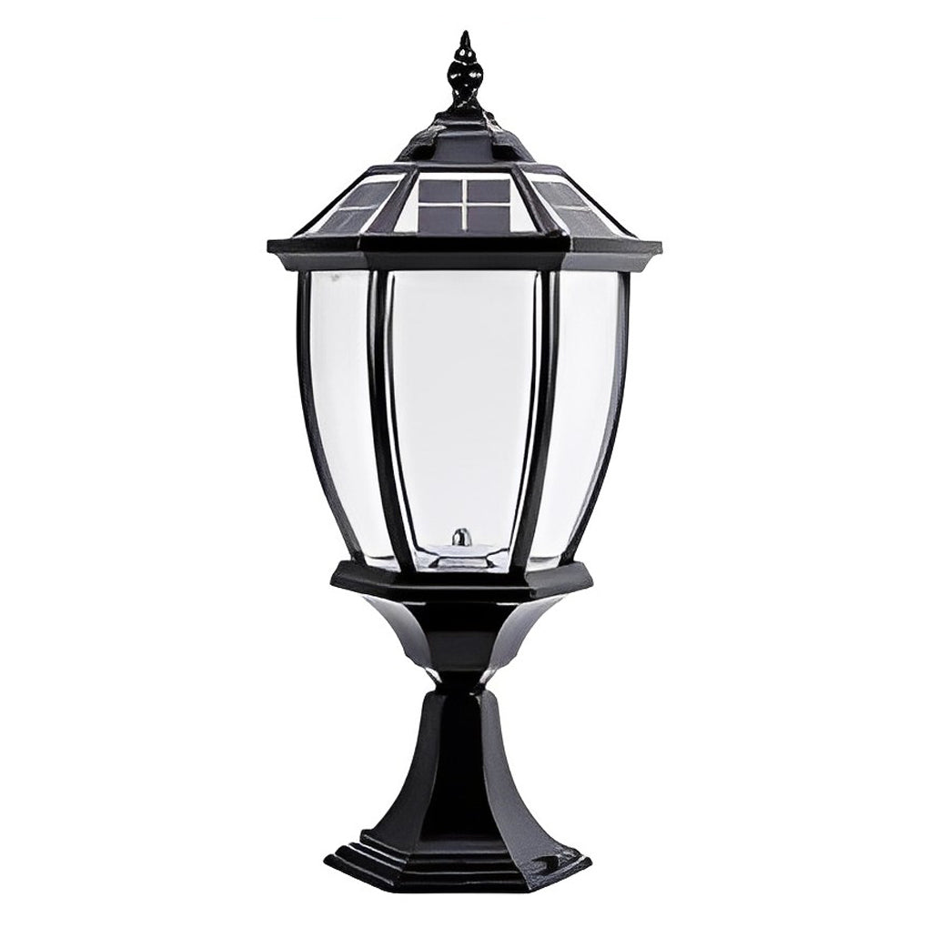 Modern Black Solar Outdoor Post Light with Remote Control