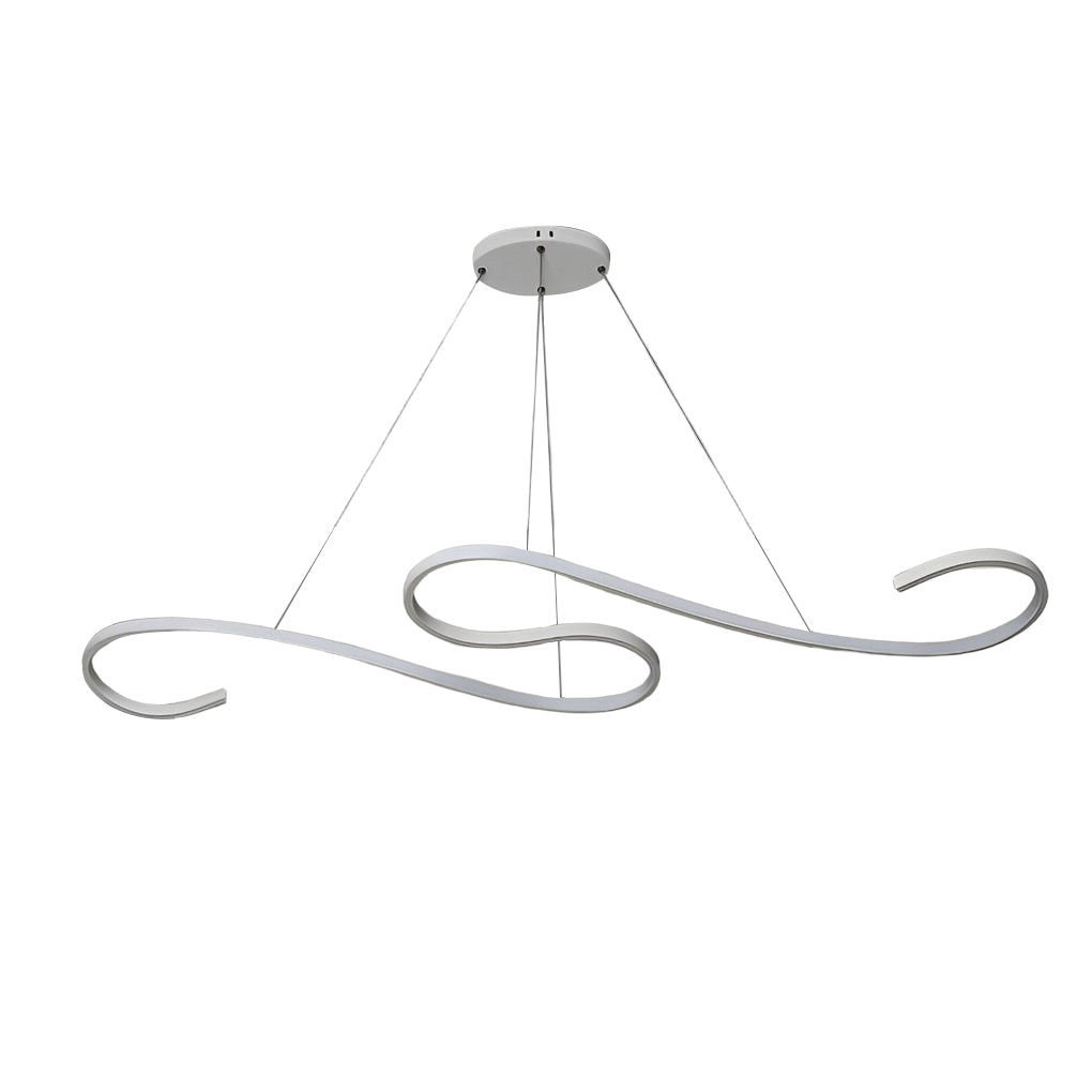 Wavy Lines LED Pendant Light with Stepless Dimming - Modern White