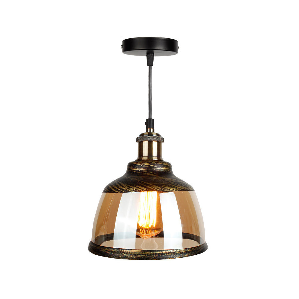 Green Bronze Glass Industrial Pendant Light Small Chandelier