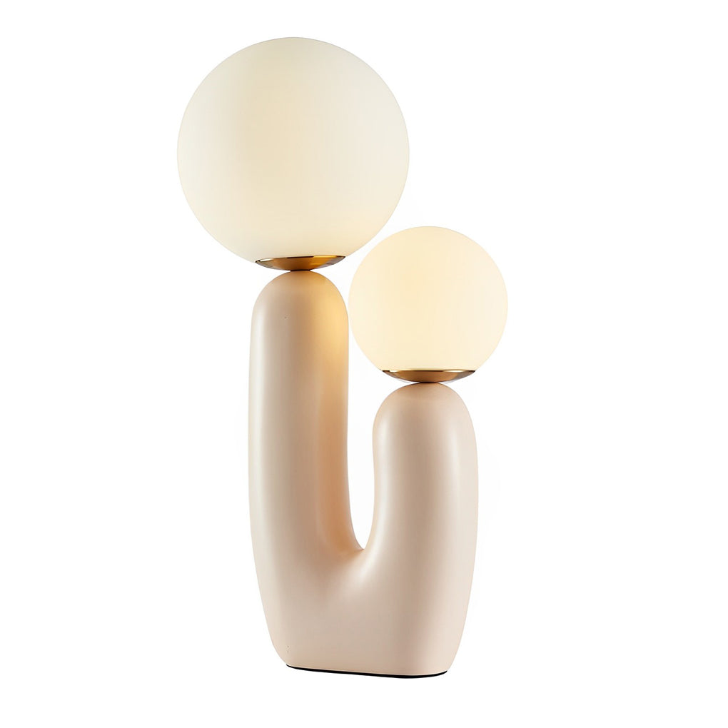 Modern Beige Cactus 2-Light Glass & Resin Accent Table Lamp