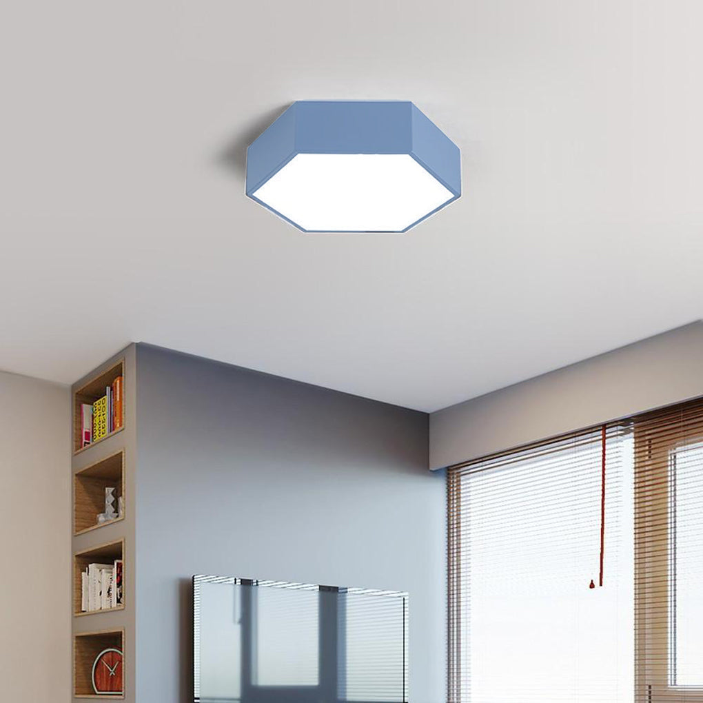 Geometric LED Flush Mount Ceiling Light with Wireless Control