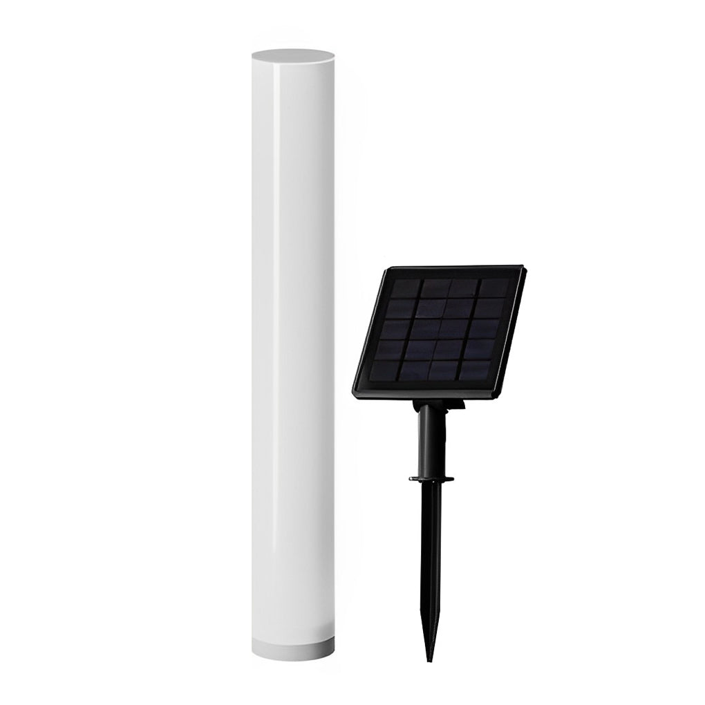 Modern Solar Lawn Light Cylindrical White Waterproof Post Lamp