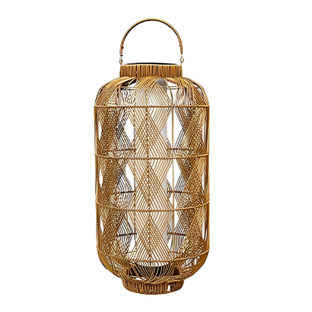 Rattan Solar Floor Lamp with Portable Handle for Outdoor Garden