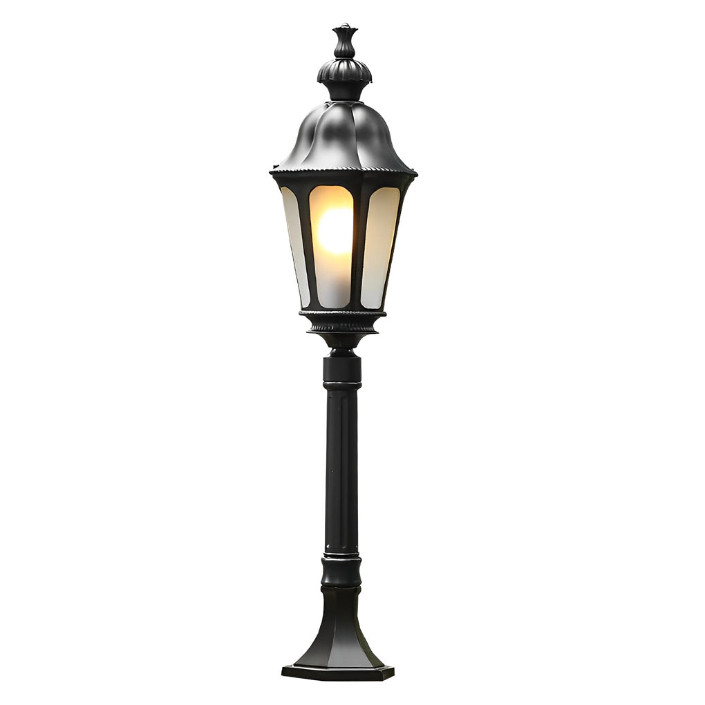 Black Aluminum Outdoor Pathway Lamp Post with Glass Shade