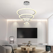 Adjustable 4-Ring LED Modern Pendant Chandelier – Metal & Acrylic