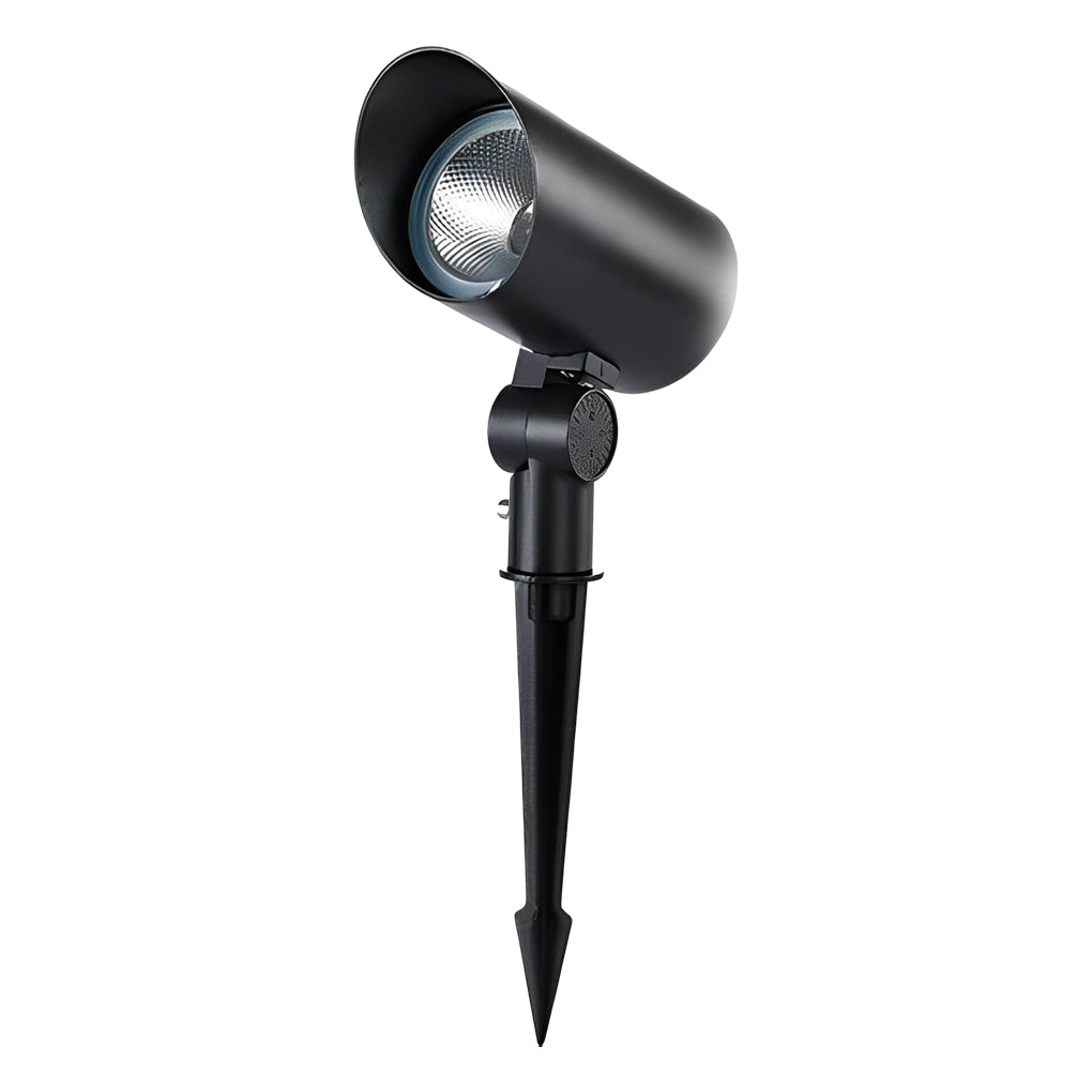 Modern Black Aluminum LED Outdoor Spotlight for Lawns & Gardens