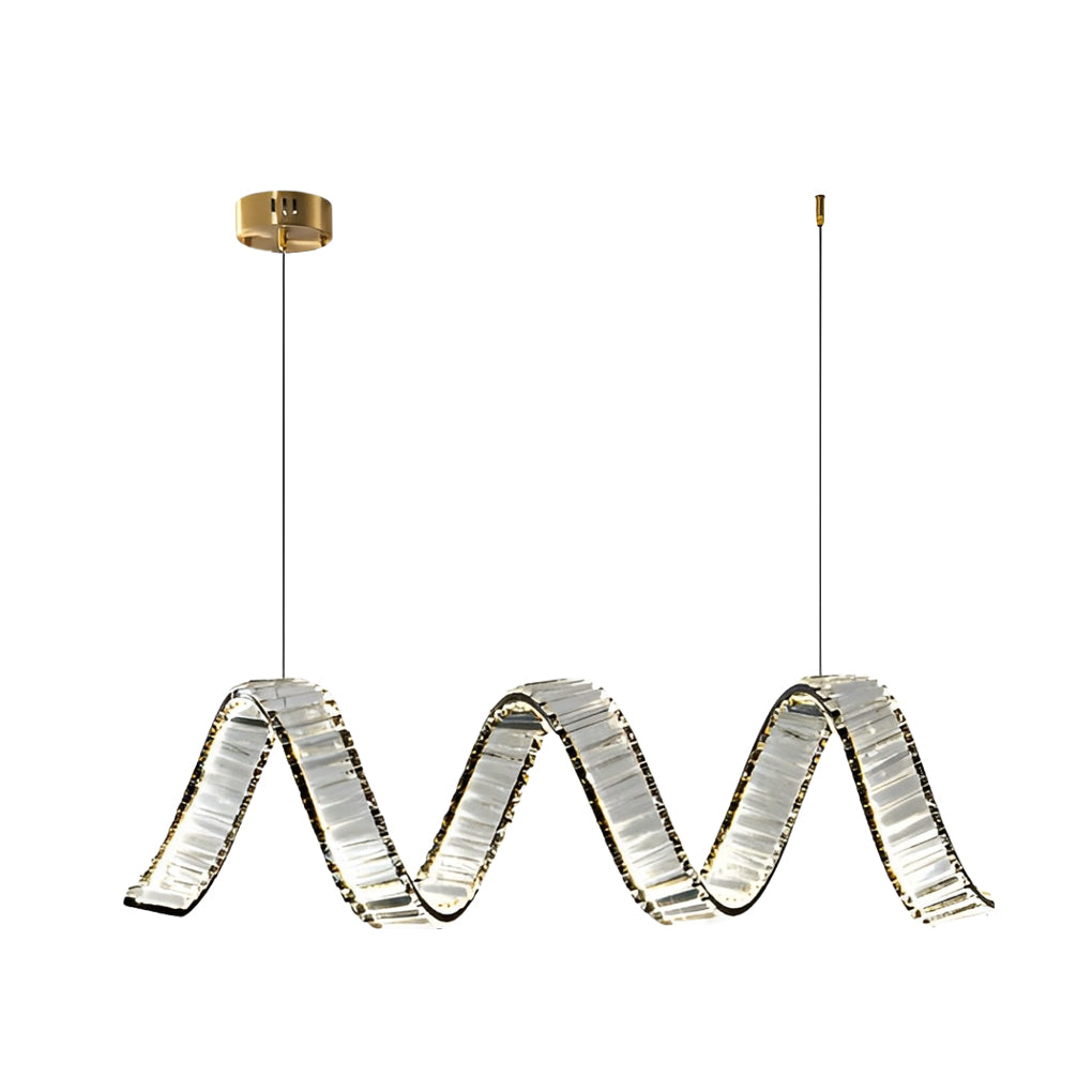 Crystal Wave LED Pendant Light - Modern Dining Room Chandelier