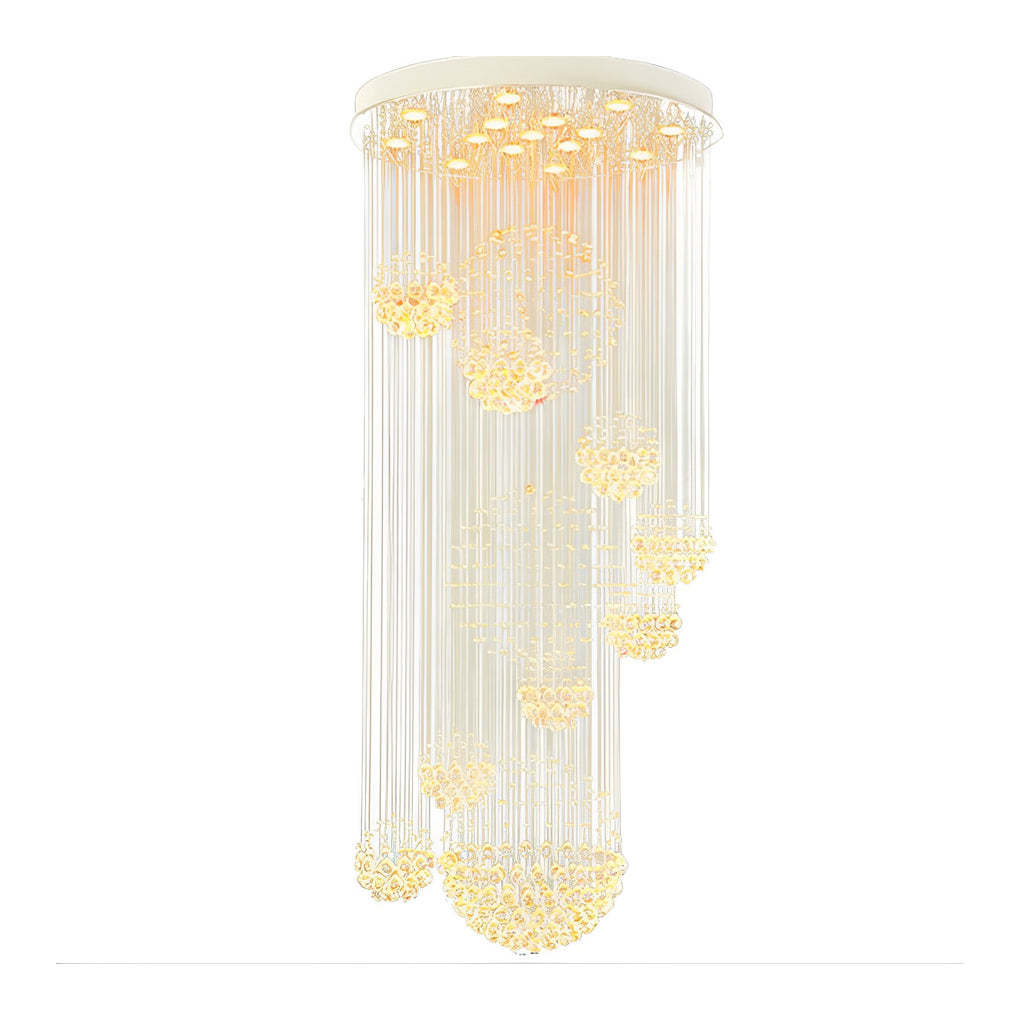 Spiral Crystal Raindrop LED Staircase Chandelier Modern Luxury