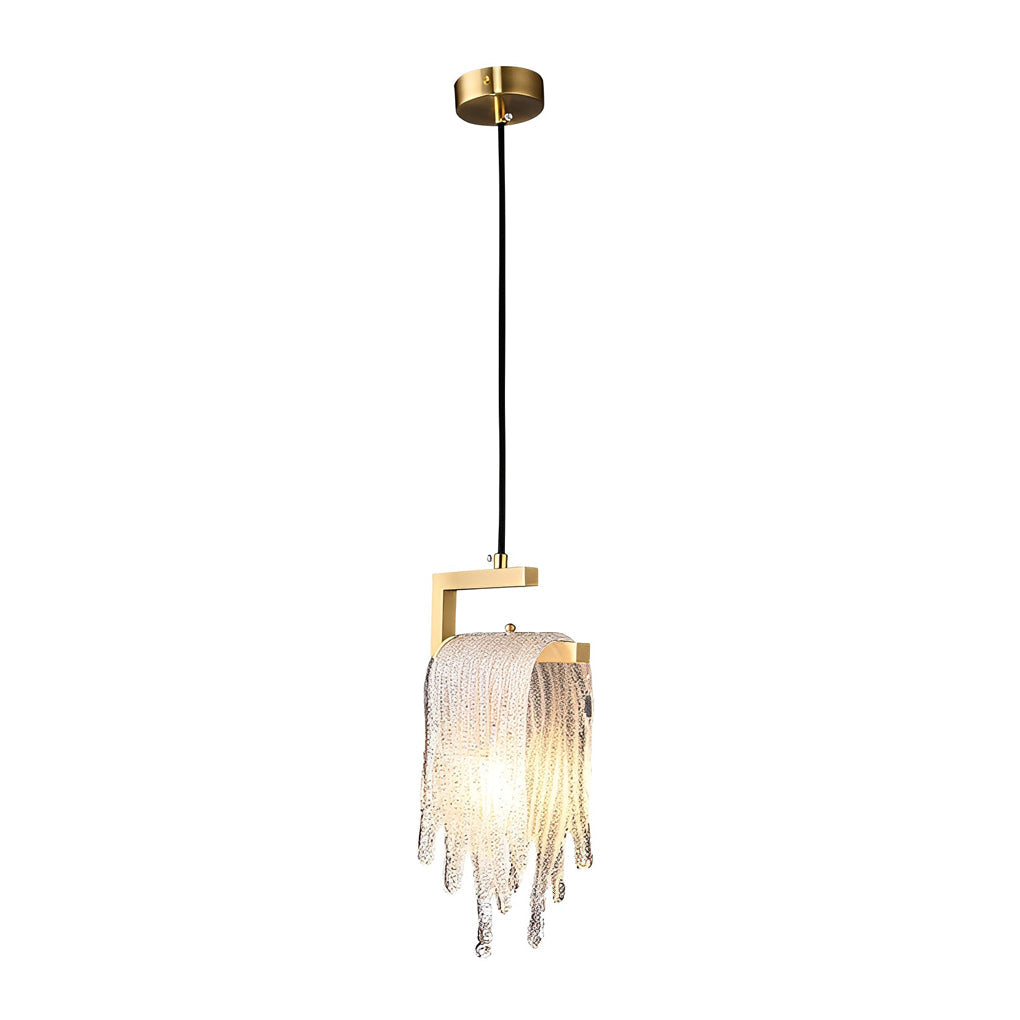 Modern Handmade Glass Pendant Light with Copper Finish & LED