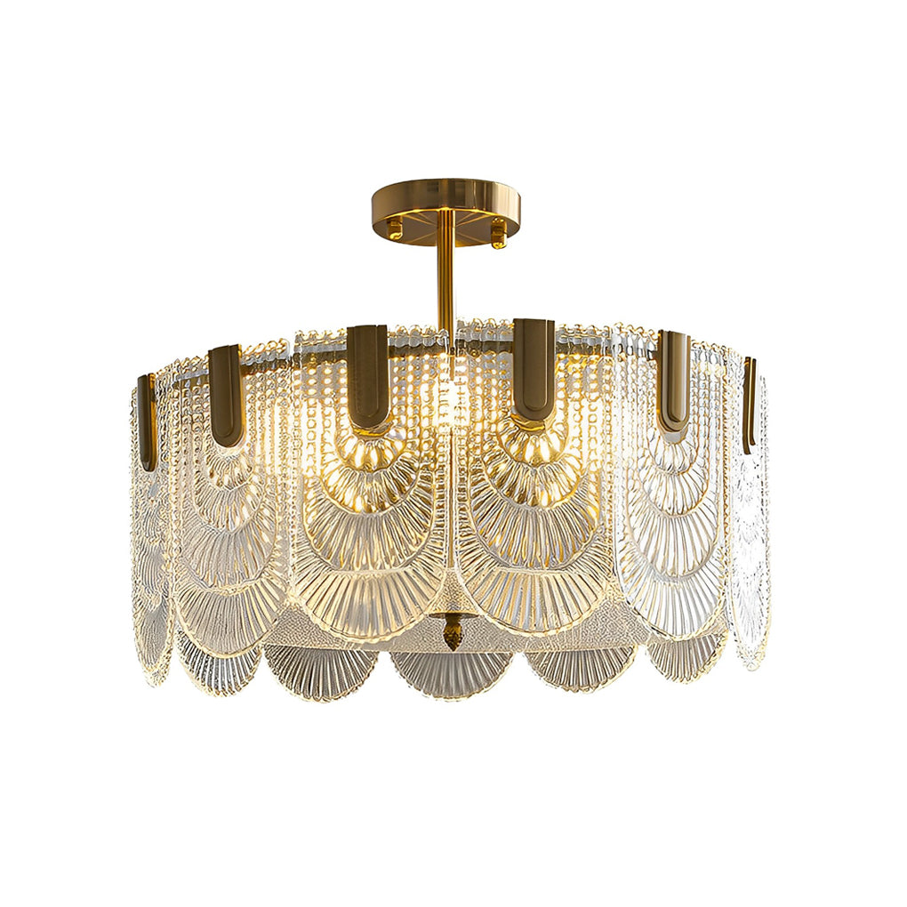 Modern Glass Chandelier with Three-Step Dimming | Copper Finish