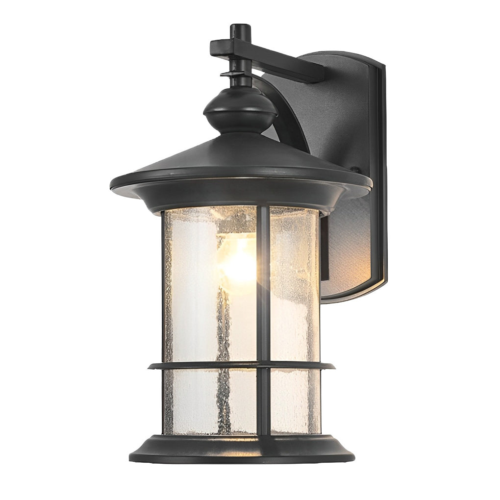 Modern Matte Black Outdoor Wall Lamp with Glass Shade IP44 Waterproof