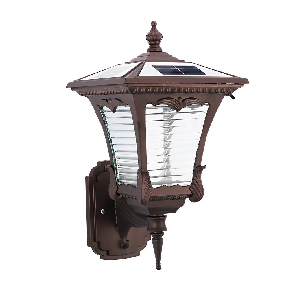 Modern Striped Glass Solar LED Outdoor Wall Light - Black