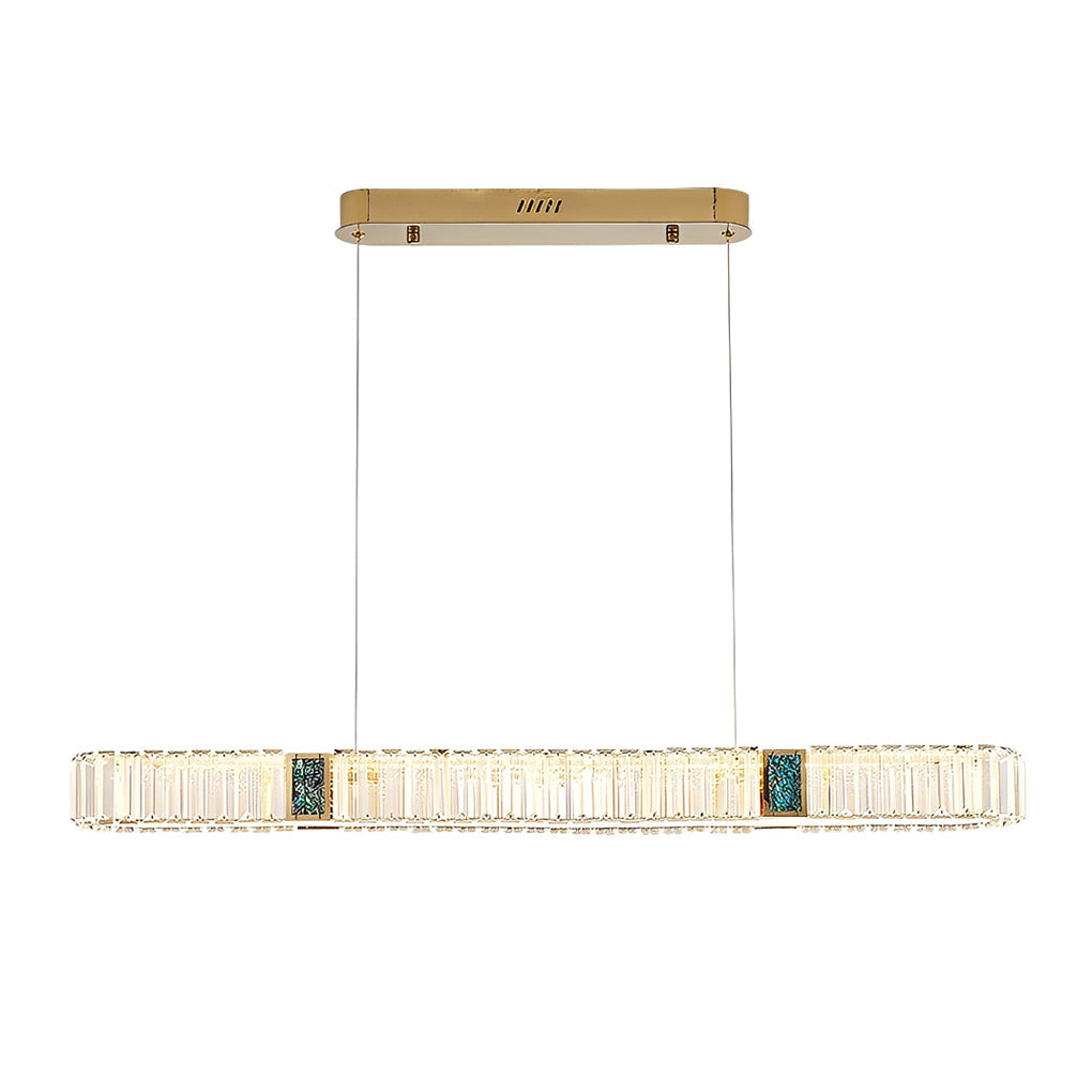 Oval Crystal Chandelier with Stepless Dimming & Gold Finish