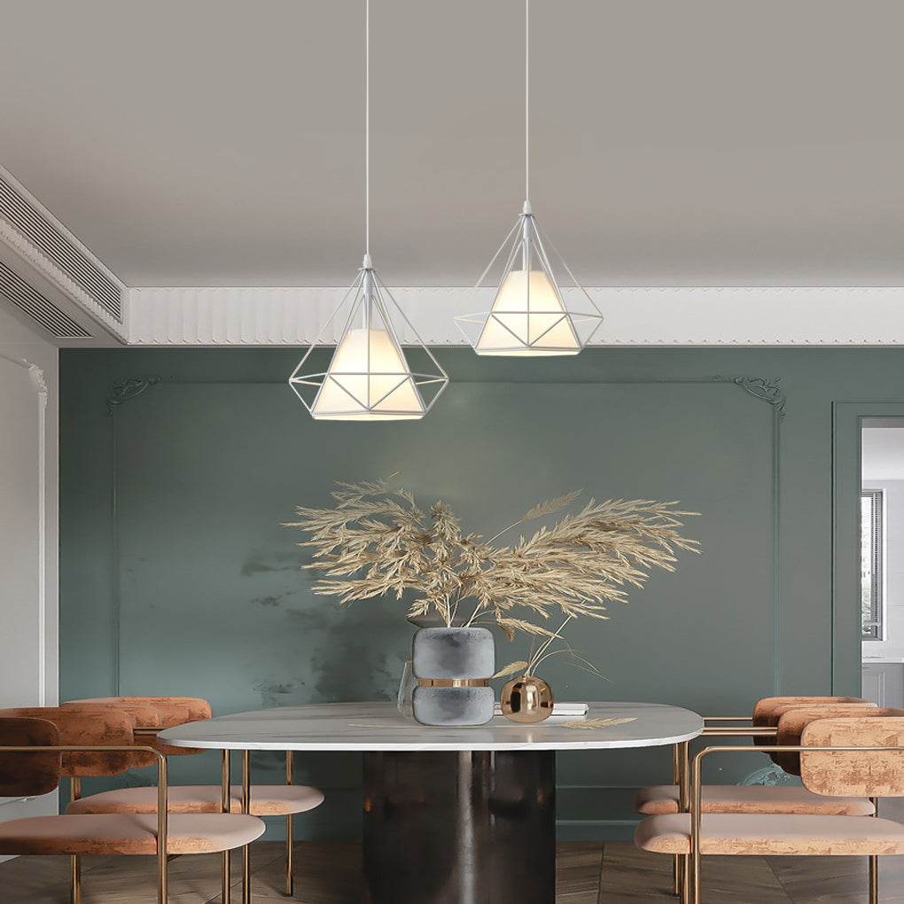 Geometric Metal Pendant Light Industrial Cage Design LED Fixture