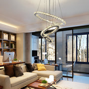 3-Ring Adjustable Crystal Chandelier Modern LED Ceiling Light