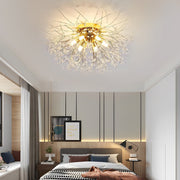 Crystal Metal Flush Mount Ceiling Light Traditional LED Chandelier