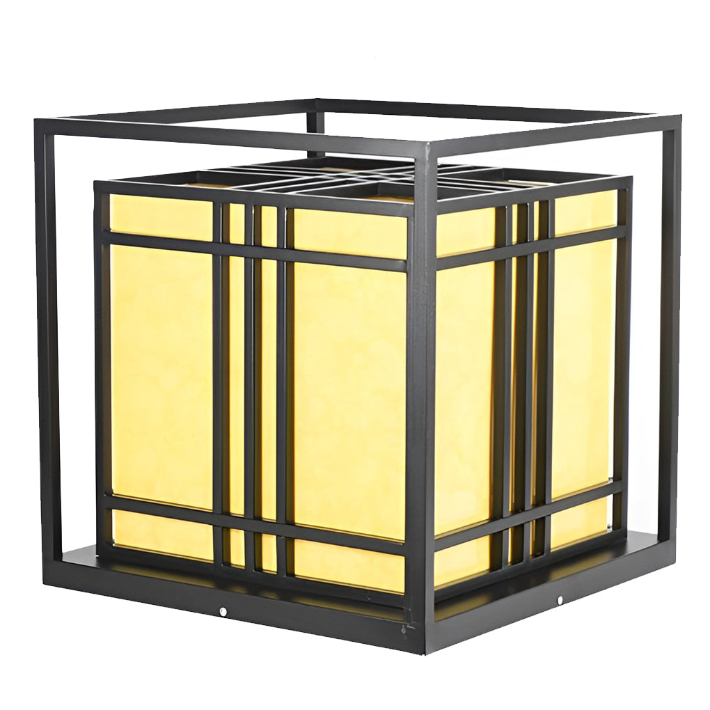 Modern Square LED Outdoor Post Cap Light - Waterproof Black