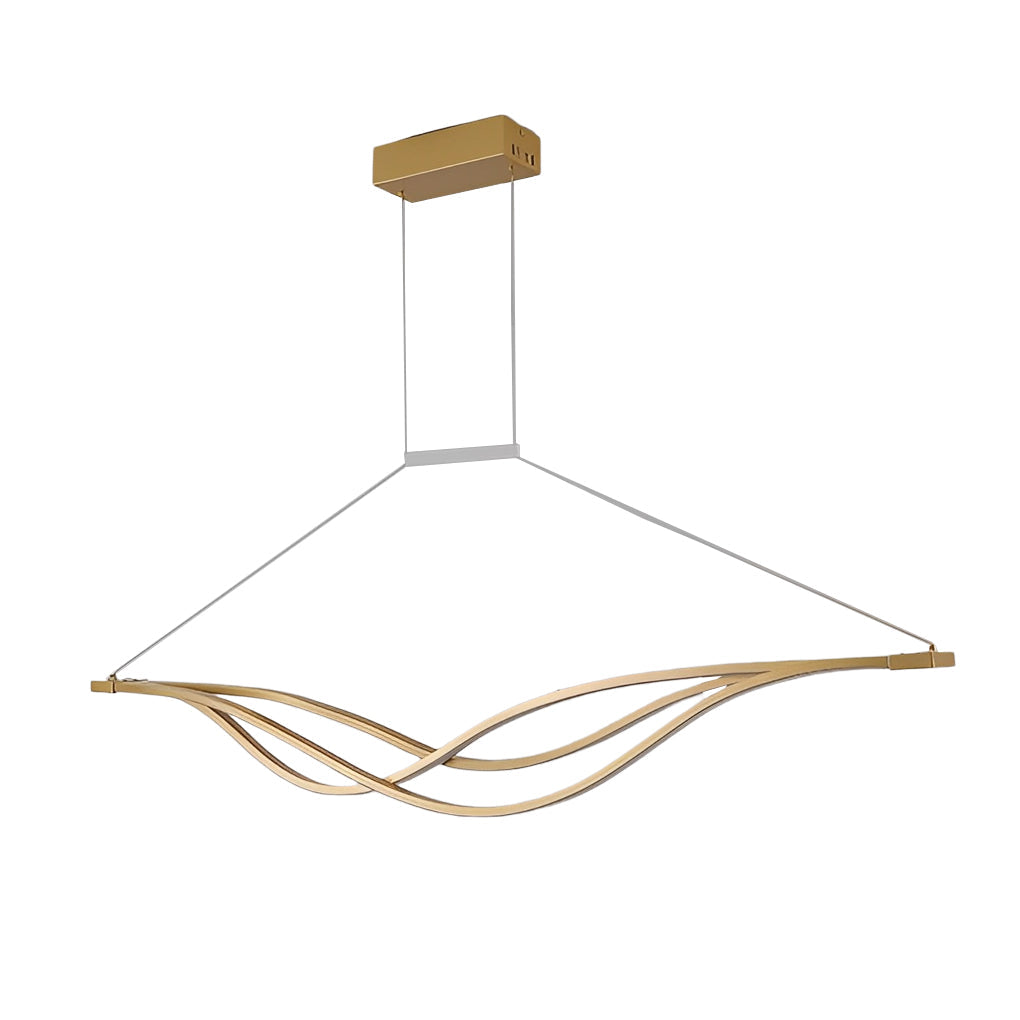Modern Wave Linear Dimmable LED Pendant Light with Remote