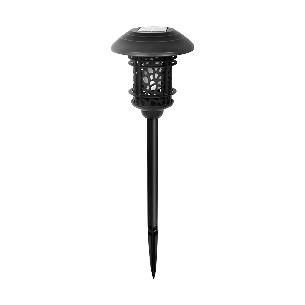 Modern Hollow LED Solar Lawn Light with Flame Flicker Effect