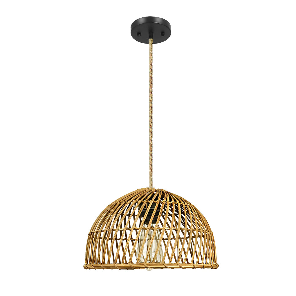 Handwoven Rattan Bamboo Pendant Light - Rustic Modern Chandelier