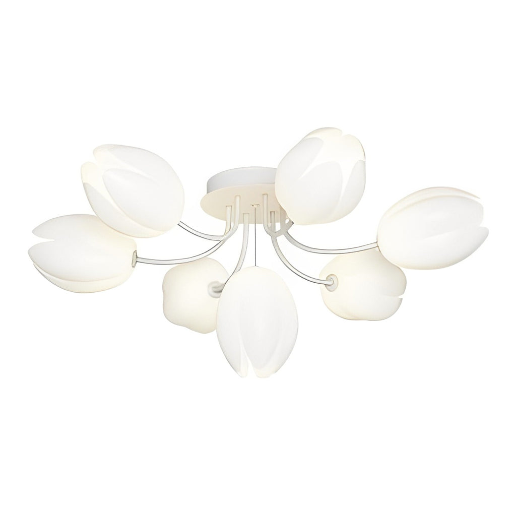 White Tulip Flower Chandelier Modern Minimalist Ceiling Light