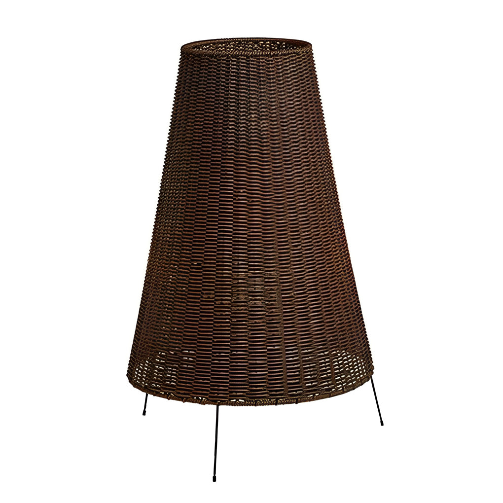Rattan Tripod Outdoor Floor Lamp with Integrated LED
