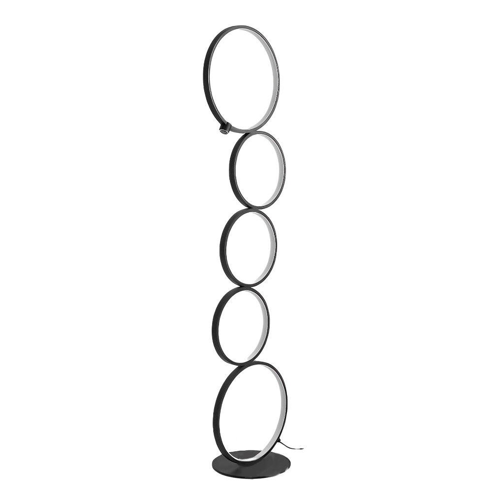 Modern 5-Ring LED Floor Lamp with Dimmer | Aluminum & Iron