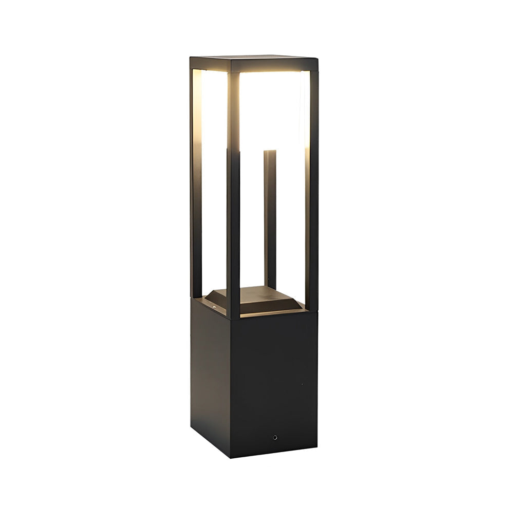 Solar LED Pathway Bollard Light Black Aluminum Modern Outdoor