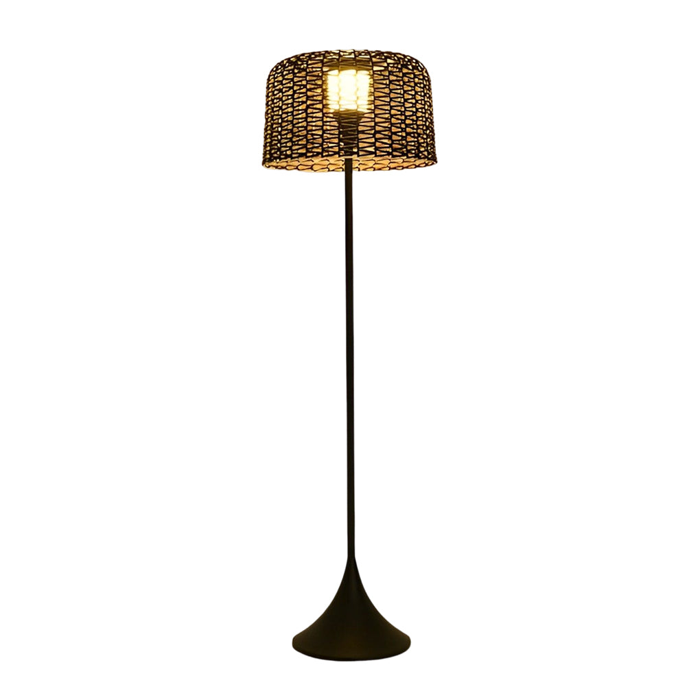 Modern Mesh Solar Outdoor Floor Lamp - Stainless Steel