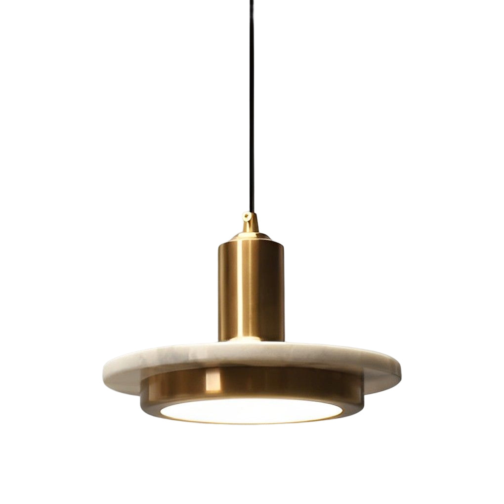 Modern Flying Saucer Pendant Light with LED, Iron & Marble Accent
