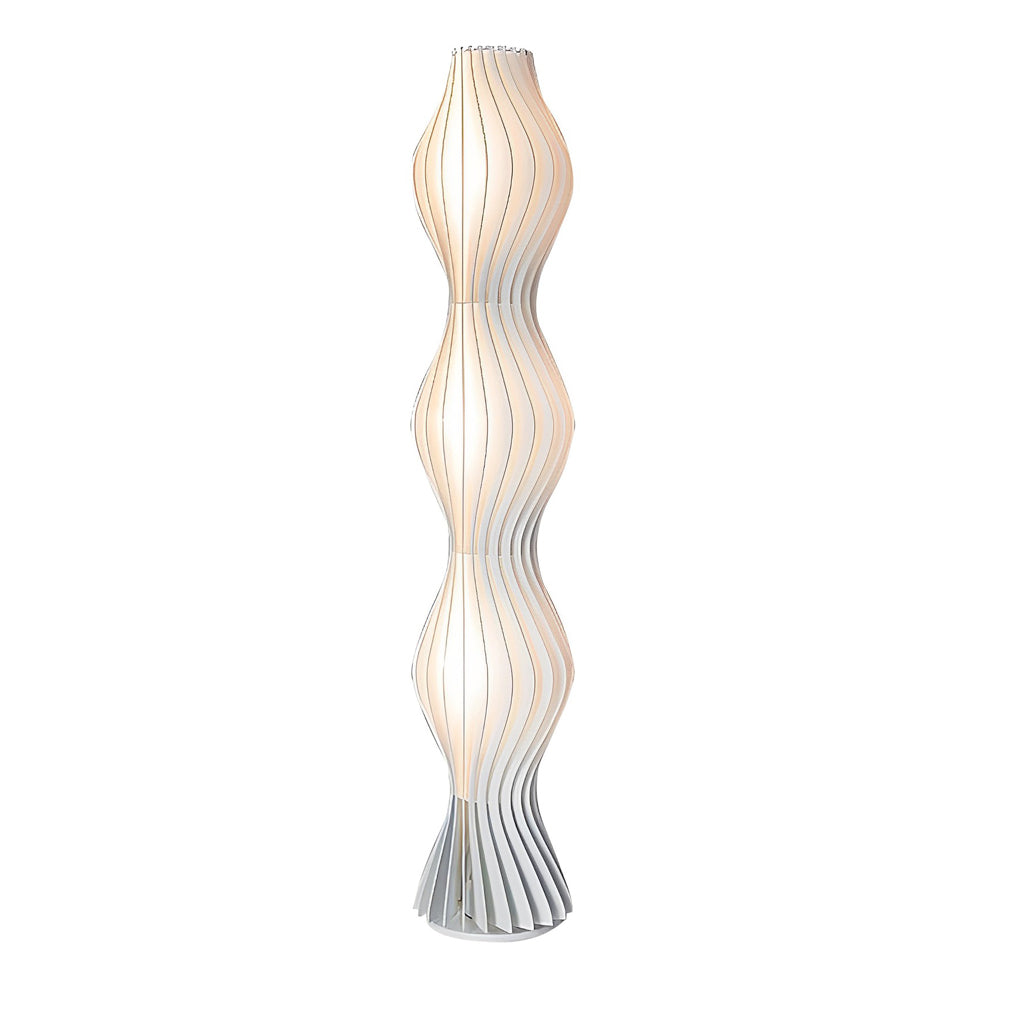 Modern Coastal Wavy Acrylic LED Floor Lamp White 68"