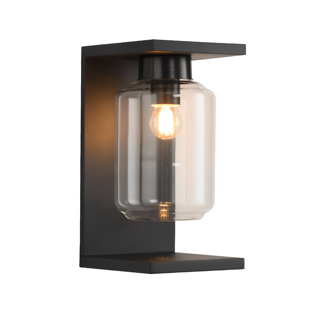 Modern Black Glass Solar LED Outdoor Wall Light with Remote